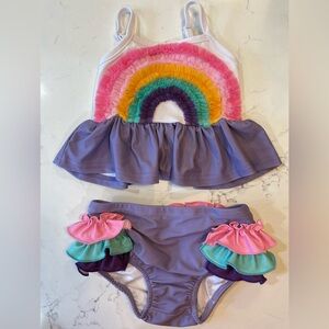 Girl August Rainbow Ruffle Swimsuit Set